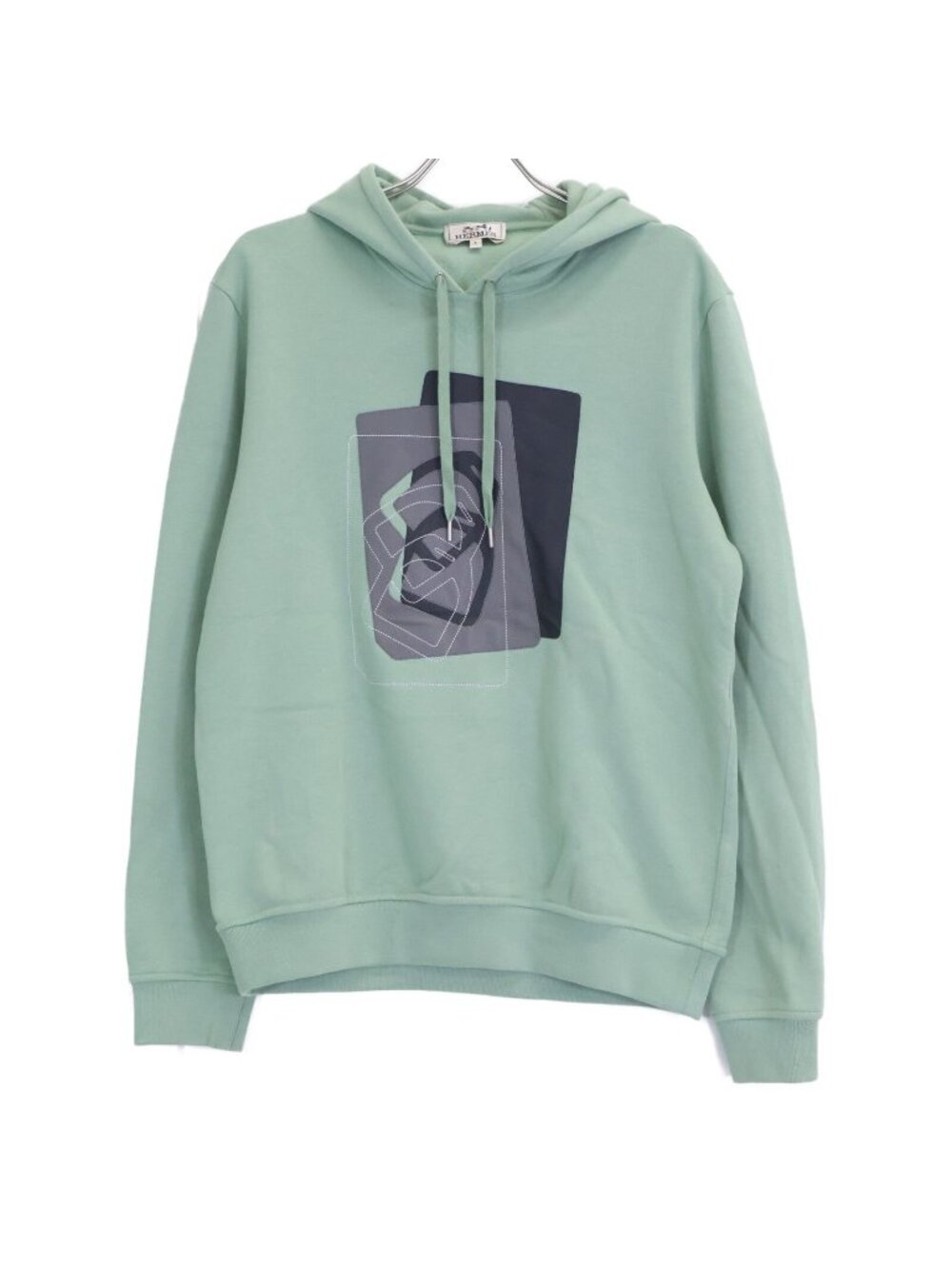 Hermes Etrier de Carre Leather Patch Pullover Hoodie